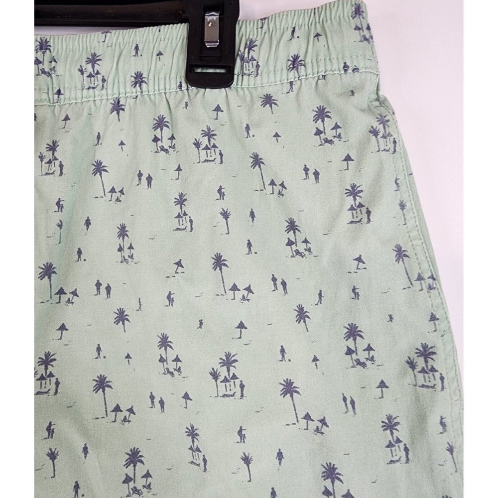 Marine Layer Shorts Mens Large Teal Beach Hawaiian Style Drawstring Swim Trunks - Picture 9 of 13